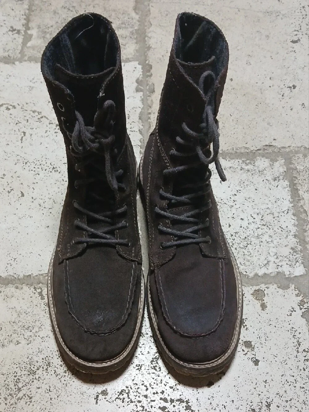 Natha Studio Men's Dark Brown Suede Lace-Up Tactical Boots Size 12 M